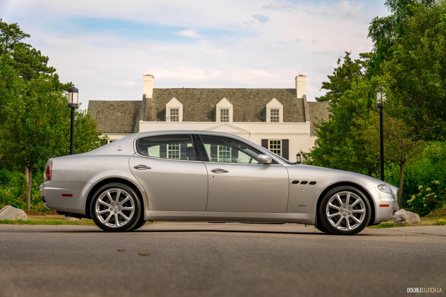 2008 Maserati Quattroporte, silver, profile