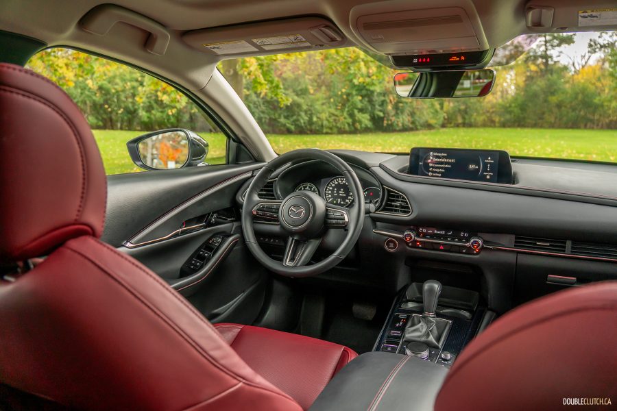 2025 Mazda CX-30 GT interior in Garnet Red